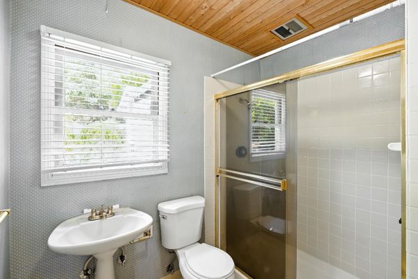 Bathroom, Glass Shower, Interior, Wooden Ceilings