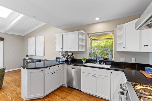 Interior, Kitchen, Recessed Lighting, Wood Texture Flooring