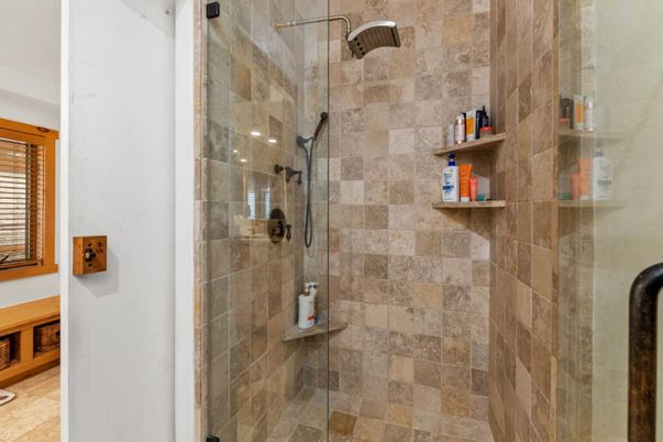 Bathroom, Glass Shower, Interior, Stone Walls