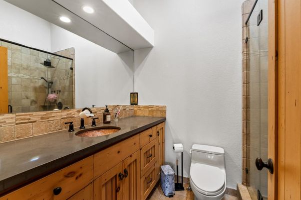 Bathroom, Glass Shower, Interior, Recessed Lighting