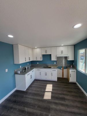 Interior, Kitchen, Recessed Lighting, Wood Texture Flooring