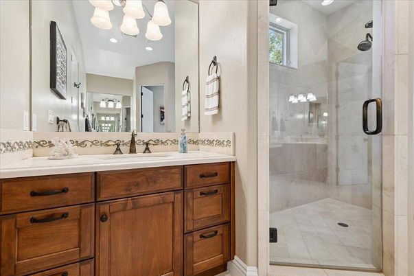 Bathroom, Dual Sink Vanities, Glass Shower, Interior, Recessed Lighting
