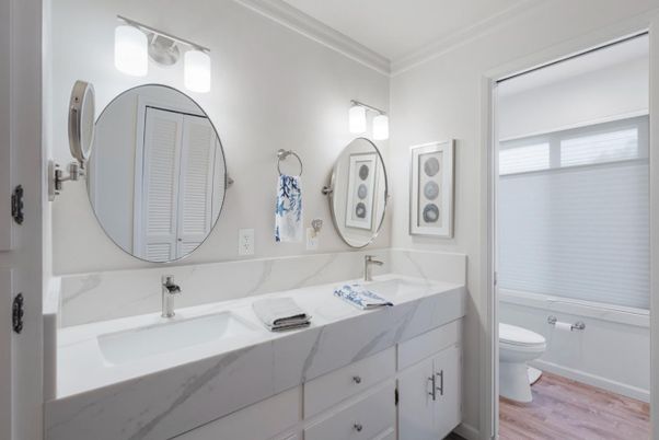Bathroom, Dual Sink Vanities, Interior, Wood Texture Flooring