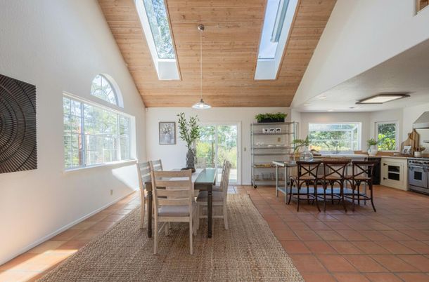 Dining room, Glass Ceilings, Interior, Kitchen, Pendant Lights, Recessed Lighting, Wooden Ceilings