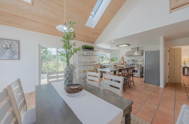 Dining room, Interior, Kitchen, Stainless Steel Appliances, Wooden Ceilings