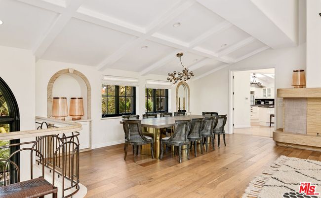 Dining room, Interior, Pendant Lights, Recessed Lighting, Wood Texture Flooring