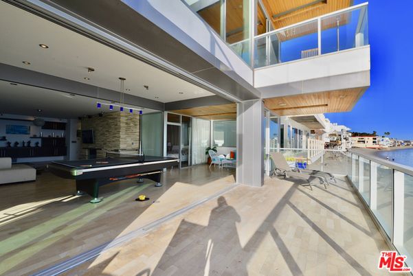 Billiard Table, Game Room, Interior, Recessed Lighting, Stone Walls, Water, Wooden Beams, Wooden Ceilings, Wood Texture Flooring