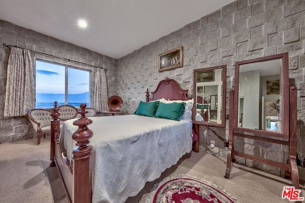 Bedroom, Interior, Recessed Lighting, Stone Walls