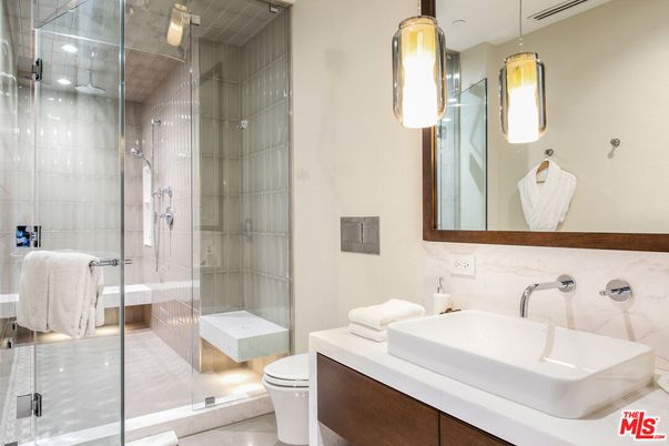 Bathroom, Glass Shower, Interior, Pendant Lights
