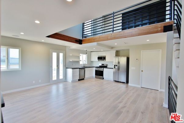 Interior, Kitchen, Recessed Lighting, Stainless Steel Appliances, Wooden Beams, Wood Texture Flooring