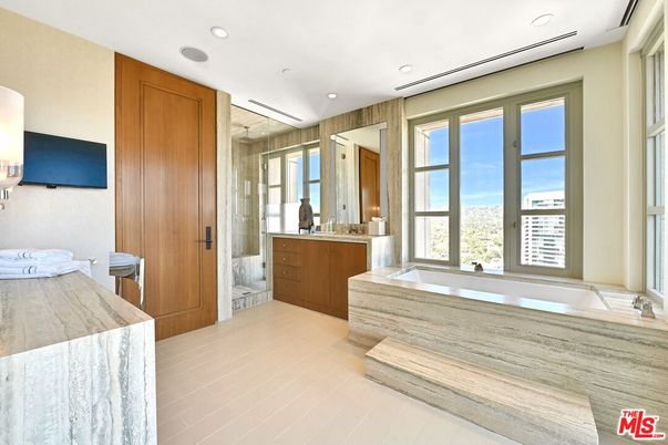 Bathroom, Interior, Recessed Lighting, Wood Texture Flooring
