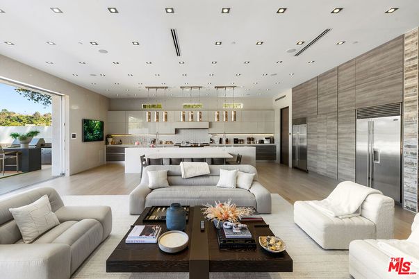 Interior, Kitchen, Living room, Pendant Lights, Recessed Lighting, Stainless Steel Appliances, Wood Texture Flooring
