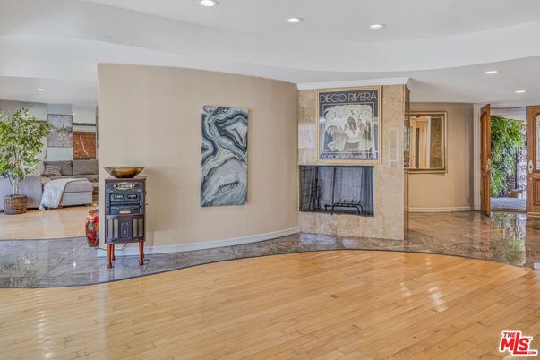 Fireplace, Interior, Recessed Lighting, Wood Texture Flooring