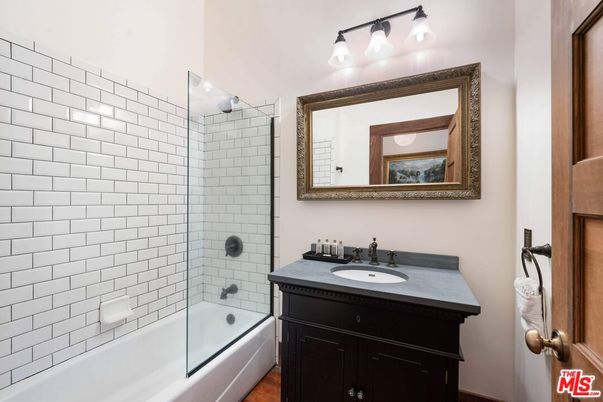 Bathroom, Glass Shower, Interior, Wood Texture Flooring