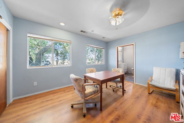 Home Office, Interior, Recessed Lighting, Wood Texture Flooring