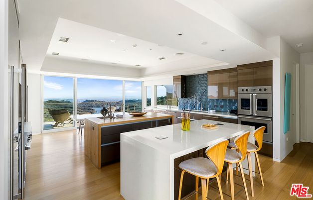 Interior, Kitchen, Recessed Lighting, Stainless Steel Appliances, Water, Wood Texture Flooring