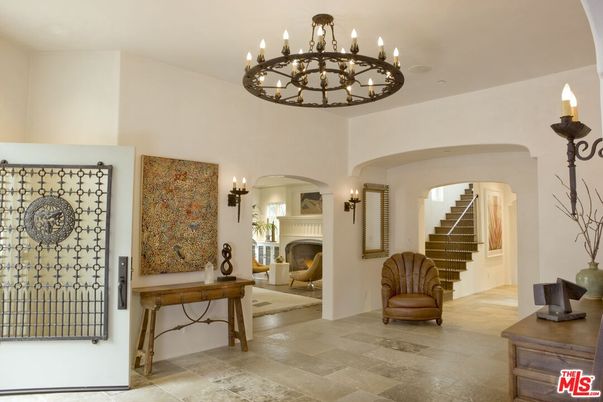 Chandelier, Fireplace, Interior