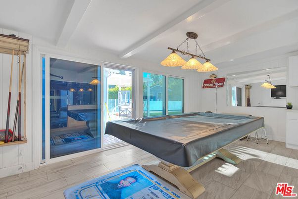 Billiard Table, Game Room, Interior, Pendant Lights, Wood Texture Flooring