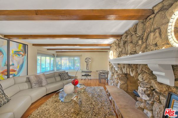 Fireplace, Interior, Living room, Stone Walls, Wooden Beams, Wood Texture Flooring