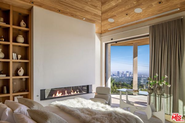 Fireplace, Interior, Living room, Recessed Lighting, Wooden Ceilings