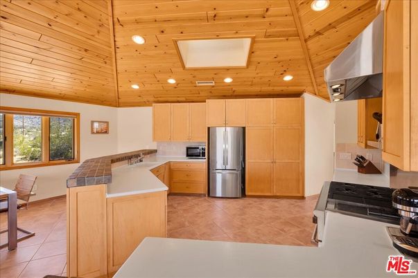 Interior, Kitchen, Recessed Lighting, Stainless Steel Appliances, Wooden Ceilings