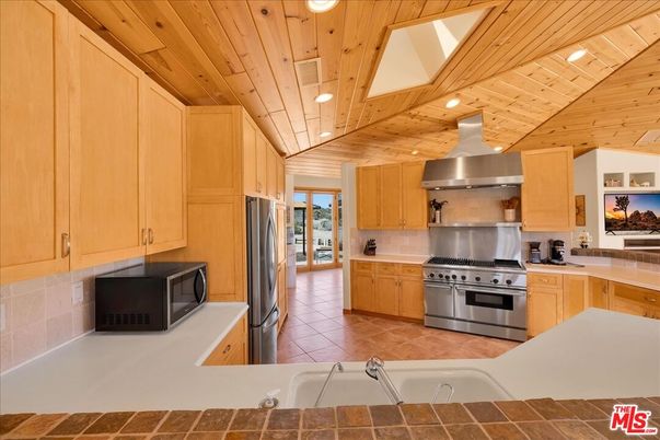 Interior, Kitchen, Recessed Lighting, Stainless Steel Appliances, Wooden Ceilings