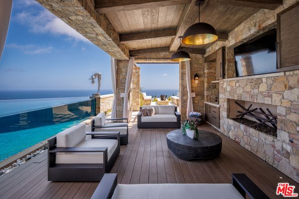 Exterior, Fireplace, Pendant Lights, Stone Walls, Water, Wooden Beams, Wooden Ceilings