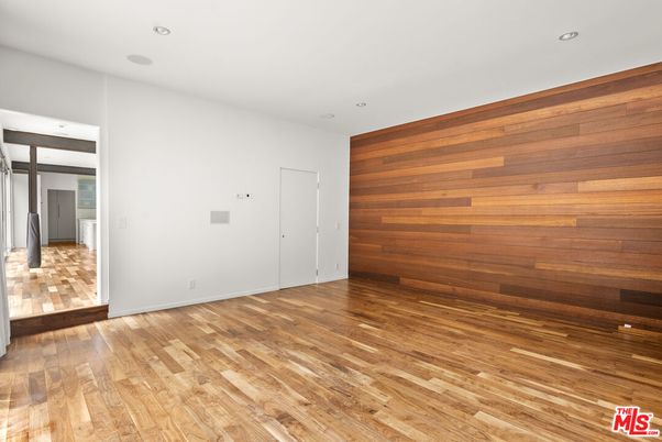 Empty room, Interior, Recessed Lighting, Wood Texture Flooring, Wooden Walls