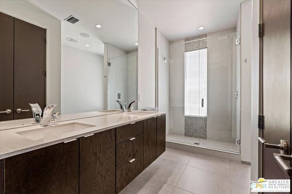 Bathroom, Dual Sink Vanities, Glass Shower, Interior, Recessed Lighting