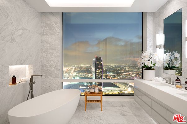 Bathroom, Dual Sink Vanities, Free Standing Baths, Interior, Marble, Marble Walls
