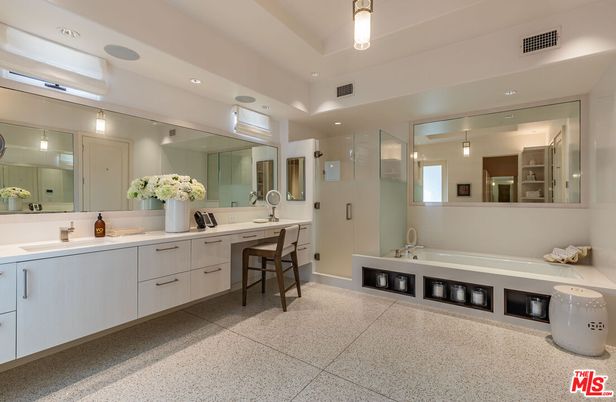 Bathroom, Dual Sink Vanities, Glass Shower, Interior, Pendant Lights, Recessed Lighting