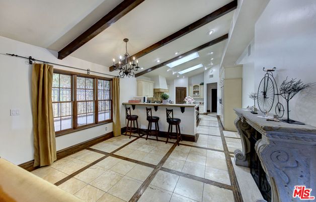 Chandelier, Interior, Kitchen, Recessed Lighting, Wooden Beams