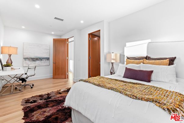 Bedroom, Home Office, Interior, Recessed Lighting, Wood Texture Flooring