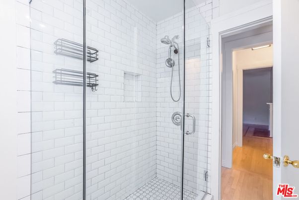 Bathroom, Glass Shower, Interior, Wood Texture Flooring