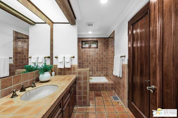Bathroom, Dual Sink Vanities, Interior, Recessed Lighting, Tile Countertops