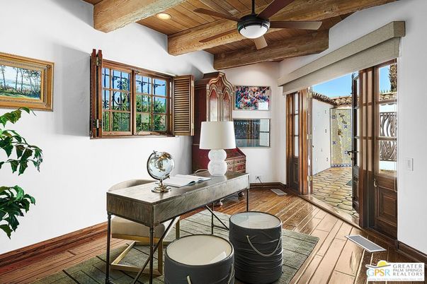 Home Office, Interior, Recessed Lighting, Wooden Beams, Wooden Ceilings, Wood Texture Flooring