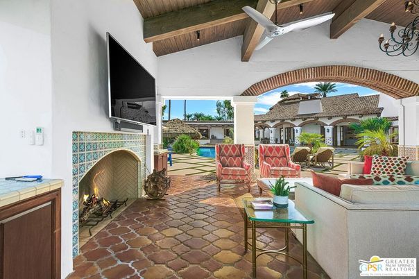 Exterior, Fireplace, Pool, Wooden Beams