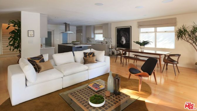 Dining room, Interior, Kitchen, Living room, Recessed Lighting, Wood Texture Flooring