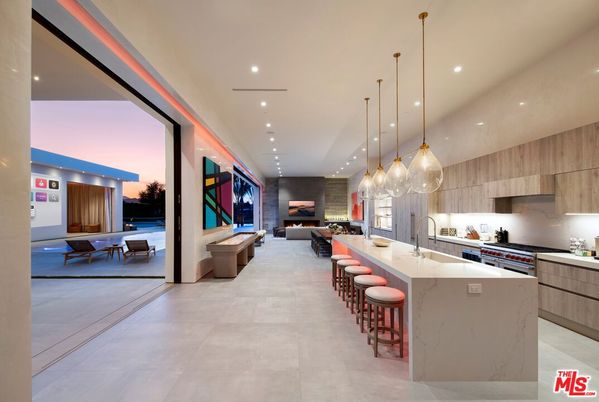 Fireplace, Interior, Kitchen, Living room, Pendant Lights, Recessed Lighting, Stainless Steel Appliances