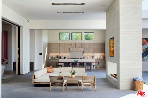 Dining room, Fireplace, Interior, Kitchen, Living room, Recessed Lighting, Stainless Steel Appliances