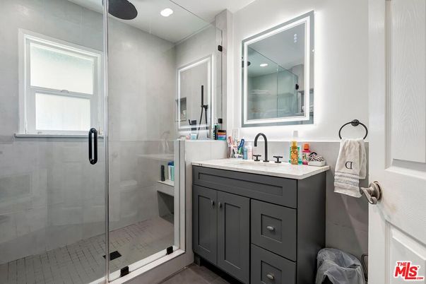 Bathroom, Glass Shower, Interior, Recessed Lighting