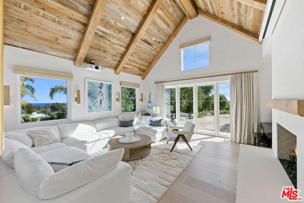 Fireplace, Interior, Living room, Recessed Lighting, Wooden Beams, Wooden Ceilings, Wood Texture Flooring