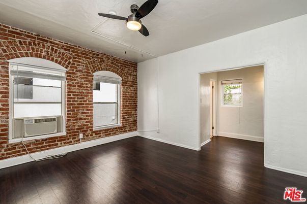 Empty room, Interior, Stone Walls, Wood Texture Flooring