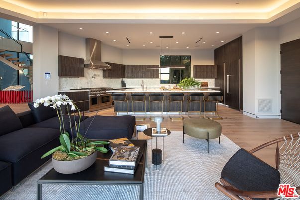 Interior, Kitchen, Living room, Pendant Lights, Recessed Lighting, Stainless Steel Appliances, Wood Texture Flooring