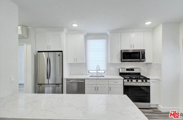 Interior, Kitchen, Marble, Recessed Lighting, Stainless Steel Appliances