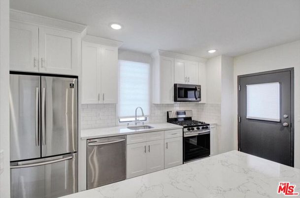 Interior, Kitchen, Marble, Recessed Lighting, Stainless Steel Appliances