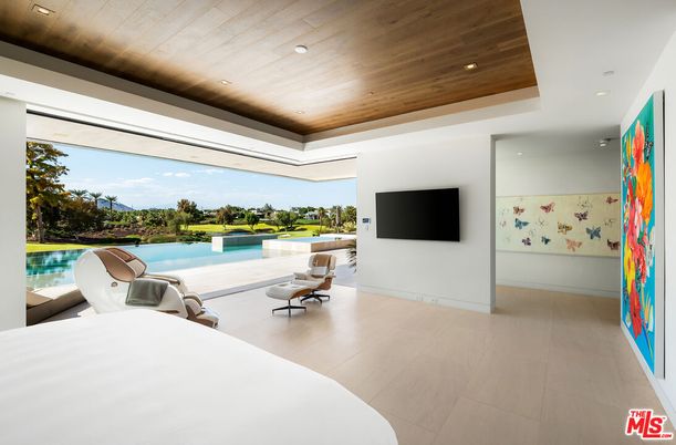 Bedroom, Interior, Recessed Lighting, Water, Wooden Ceilings, Wood Texture Flooring