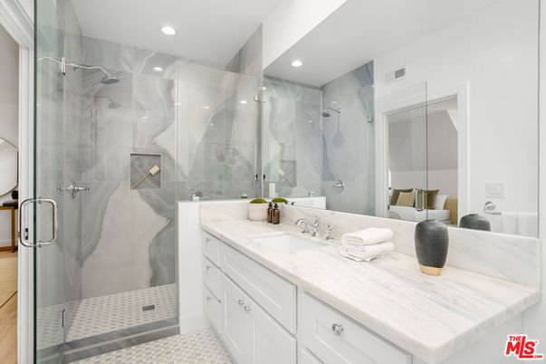Bathroom, Dual Sink Vanities, Glass Shower, Interior, Recessed Lighting