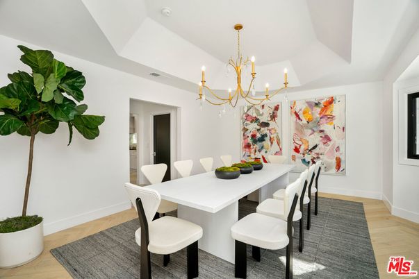 Chandelier, Dining room, Interior, Wood Texture Flooring