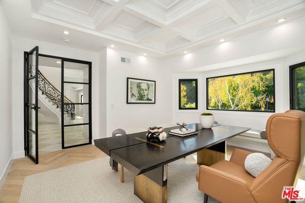 Home Office, Interior, Recessed Lighting, Wood Texture Flooring